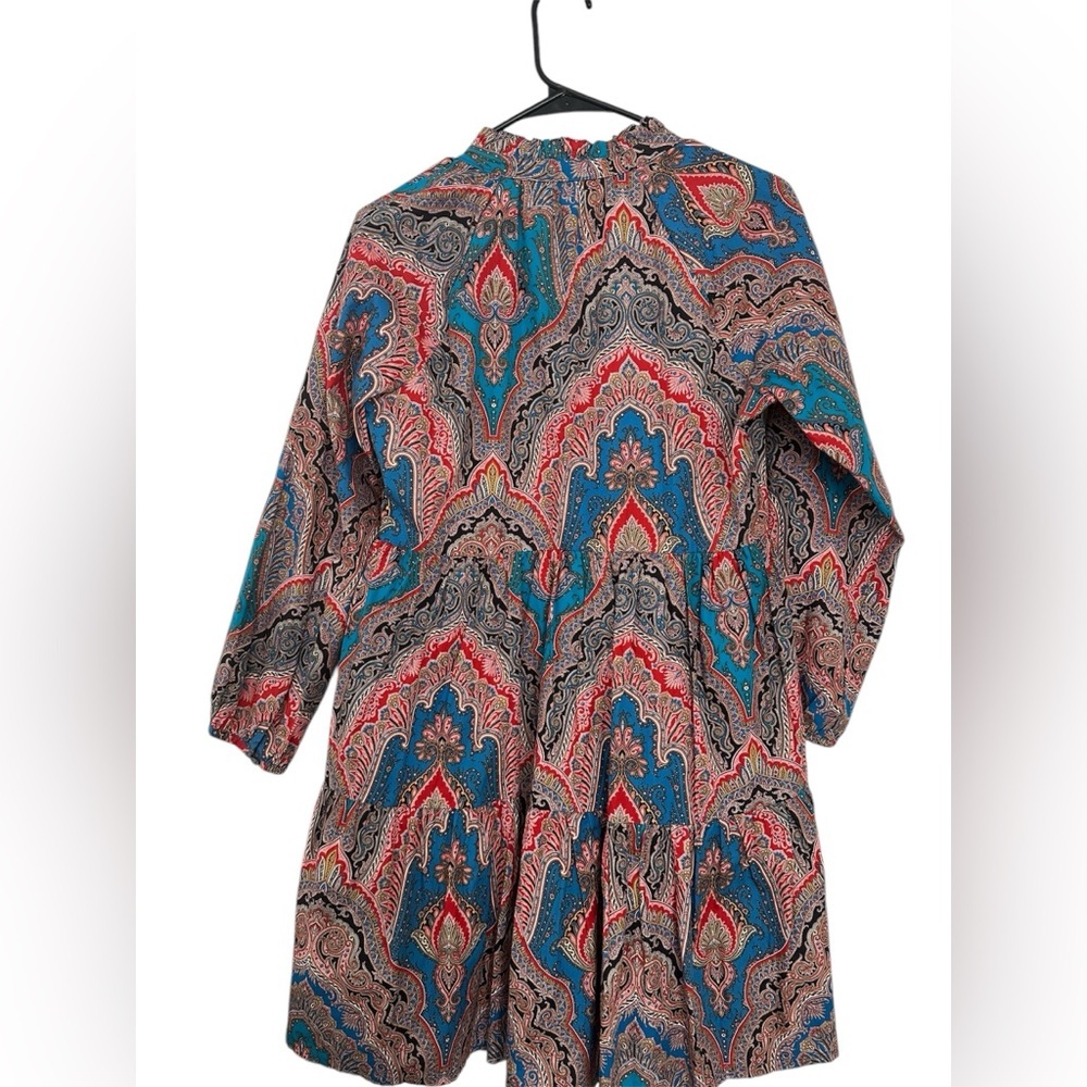 J Crew Rebecca Tiered Poplin Ratti Mediterranean Paisley Print Dress Size XS - Picture 3 of 10